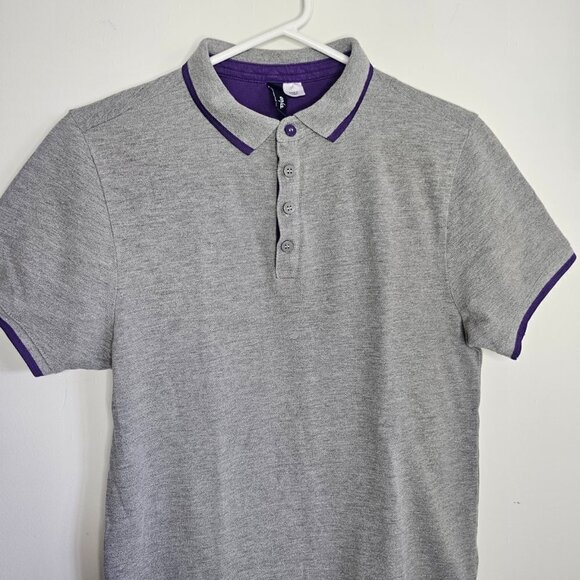 Men's Grey/Purple H&M Short sleeve Golf Shirt, Size Small - Picture 2 of 13